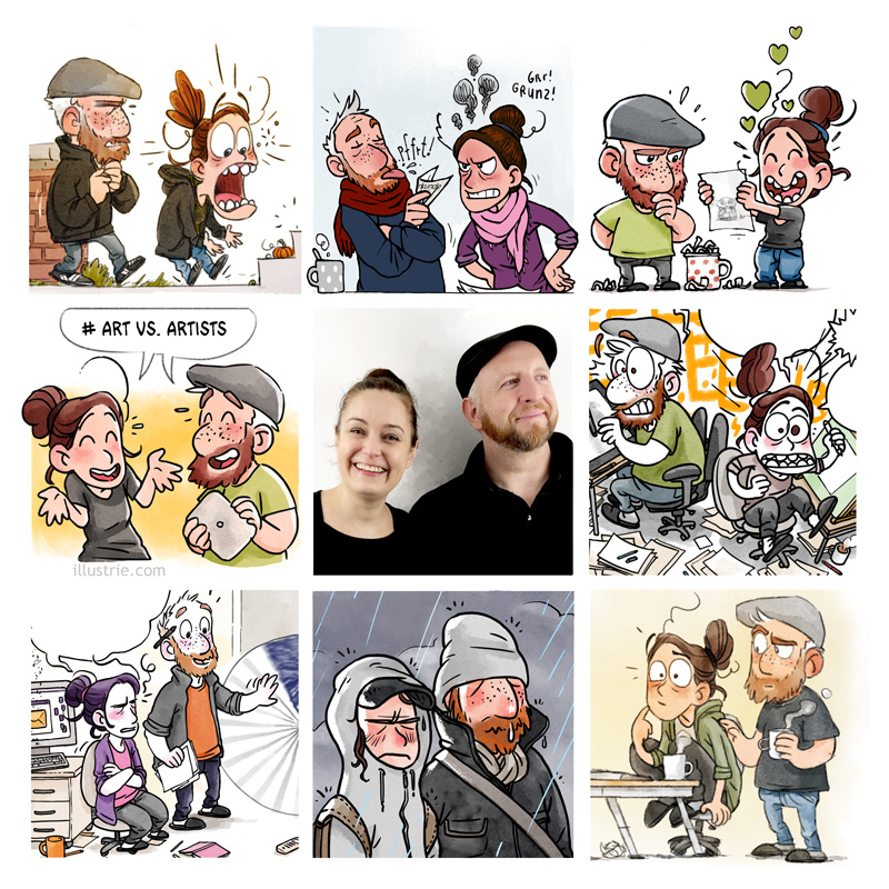 #artvsartist is a nice way to see the creators and their artworks together at one glance! We always find it exciting when a person suddenly connects with the work - in our case, of course, two people :D
.
artvsartist by Illustrie
.
art, illustration, artists, artwork, portrait, drawing, zeichnen, Zeichner, illustrator, character design, comiccharacter, cartooncharacter, autobiographic, challenge, drawing challenge, mixed media, design, artist couple, comic style, nerd, geek, comic nerds, funny, lol, humor, designer, dessiner, bandedessinée, manga, howtodraw, comicdiary, webcomic, sliceoflife, bildausschnitt, zeichnerteam, team, illustrie, Vorstellung 