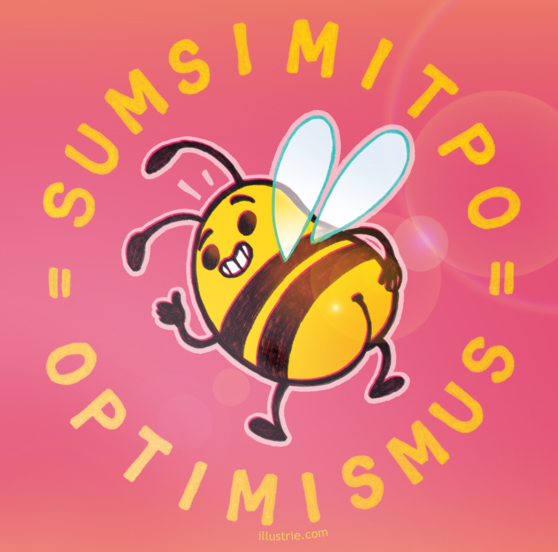 Optimismus rückwärts = Sumsi mit Po – Wortwitz-Illustration / witzige Characterdesign-Zeichnung einer Biene mit nacktem Po. Gegen Langeweile, Lockdown-Blues und Corona-Frust! | By Illustrie.com - Ideen, Comics & Geschenke, die gute Laune machen! Check our webshop :)
.
funny, gag, lol, positivity, happiness, good vibes, humor, optimism, bee, cute, stripes, 
yellow, bottom, butt, insect, happy, Characterdesign, Cartoon, Comicfigur, Illustration, Gelb, fröhlich, Tier, Biene, positiv, lustig, witzig, Humor, niedlich, Popo, süß, Insekt, gestreift, gute Laune, Optimismus, Sumsimitpo, Witz, Stimmungsaufheller, Wortwitz, Wortspiel, Hintern, Antidepressivum 