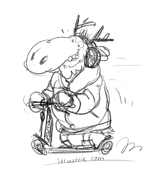 Sketch by Illustrie of a chubby reindeer in a down jacket on e-scooter

Xmas, Christmas, Christmas greetings, holidays, season's greetings, winter, climate friendly, driving school, driving licens, electric scooter, #Santa, hohoho